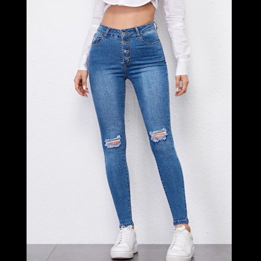 Shein | high waist skinny jeans size medium (6)